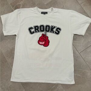 Crooks & Castles White Tee with Red and Black Graphics